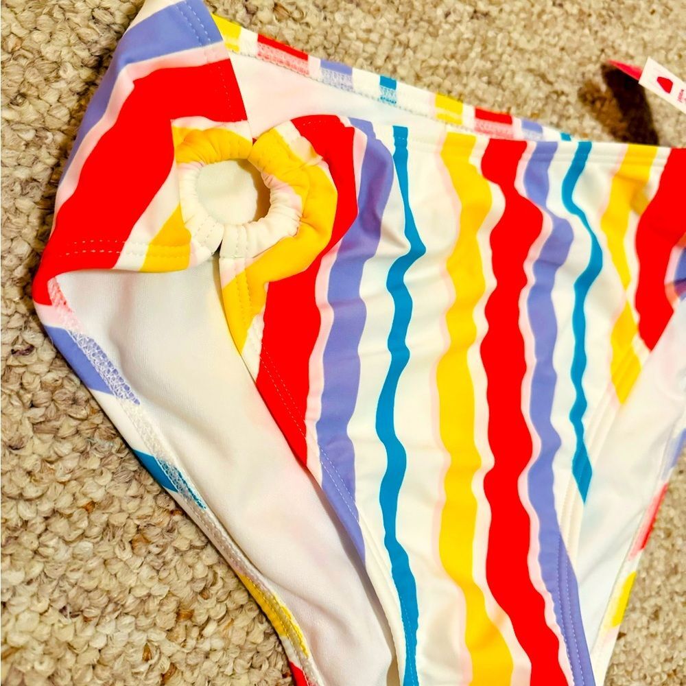 Xhilaration Rainbow Wavy Stripe Bikini Bottoms - Red, Yellow, Blue, Purple